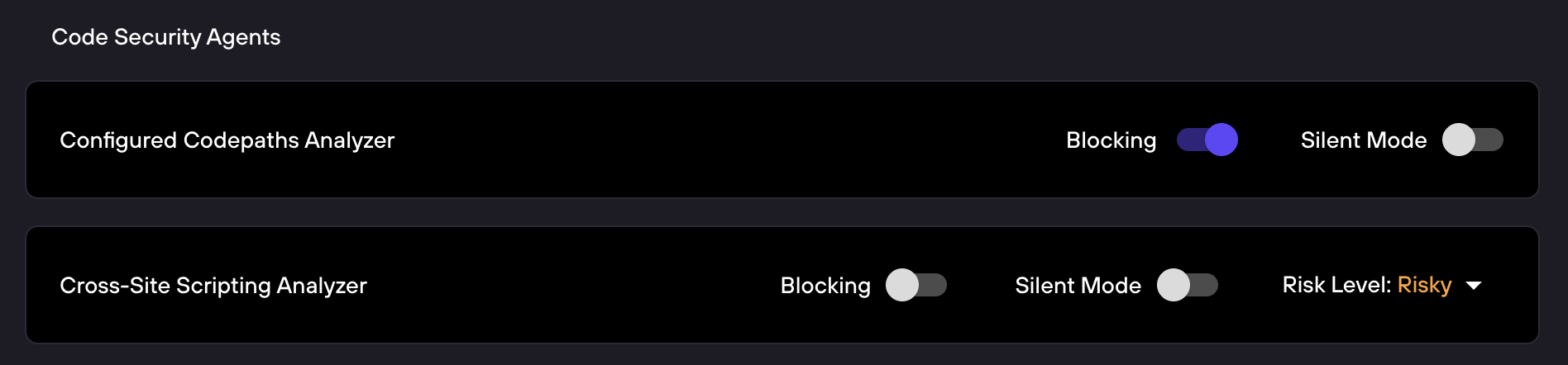 Configuring code security agents