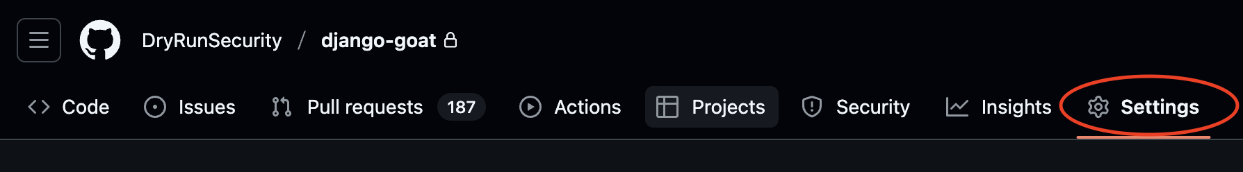 GitHub repository Settings page