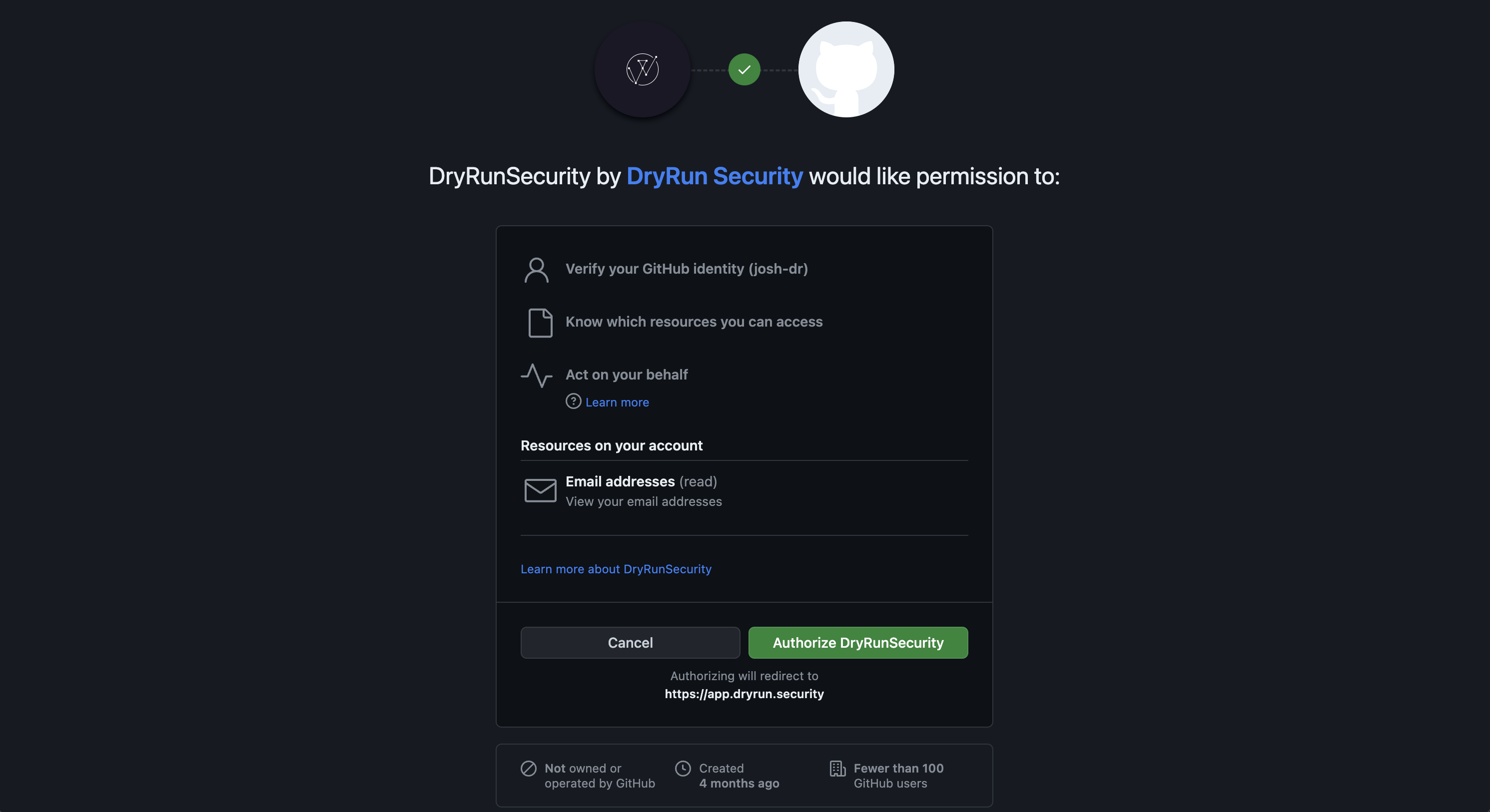 DryRun Security GitHub Application install