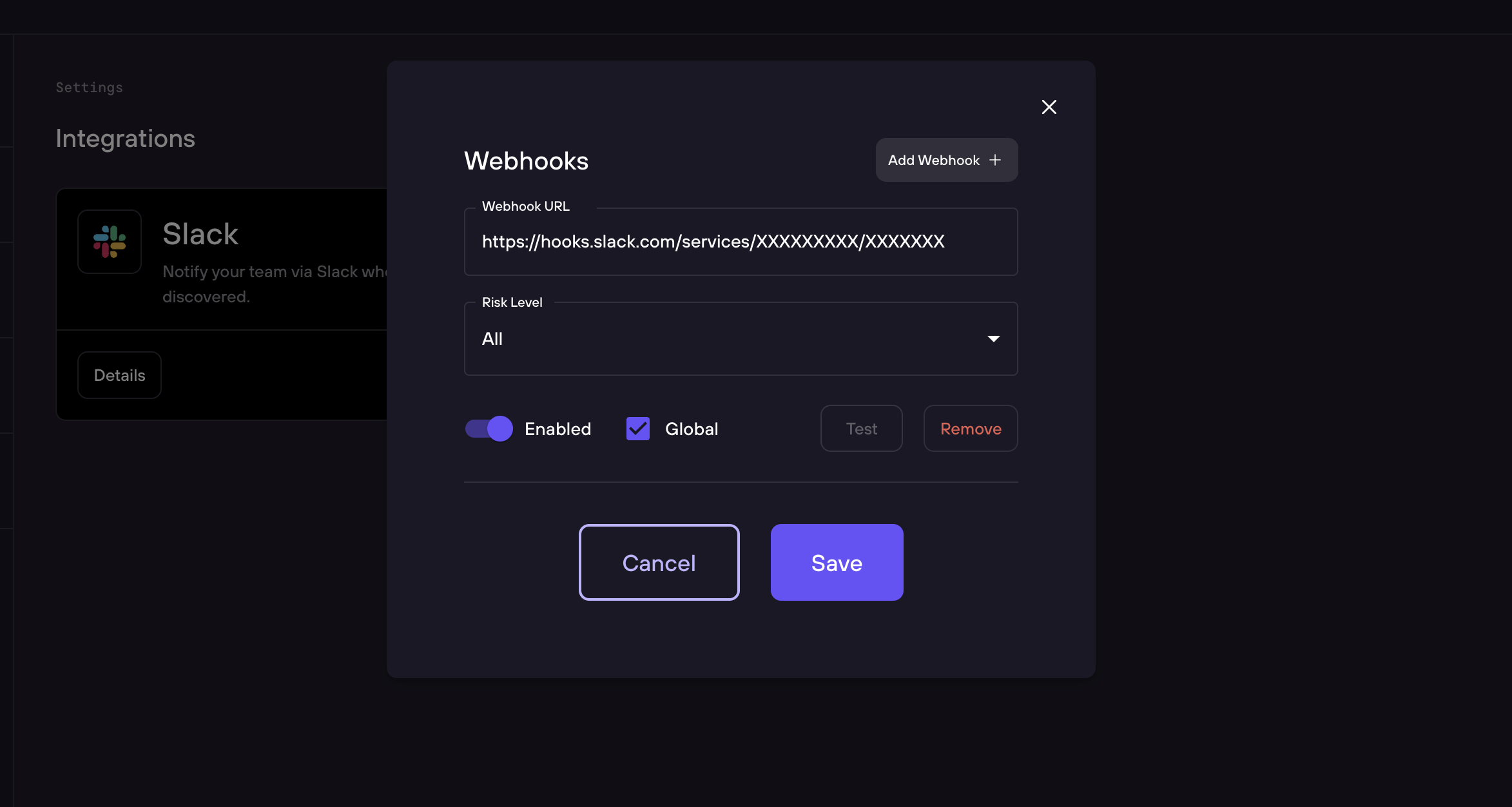 Global integration settings