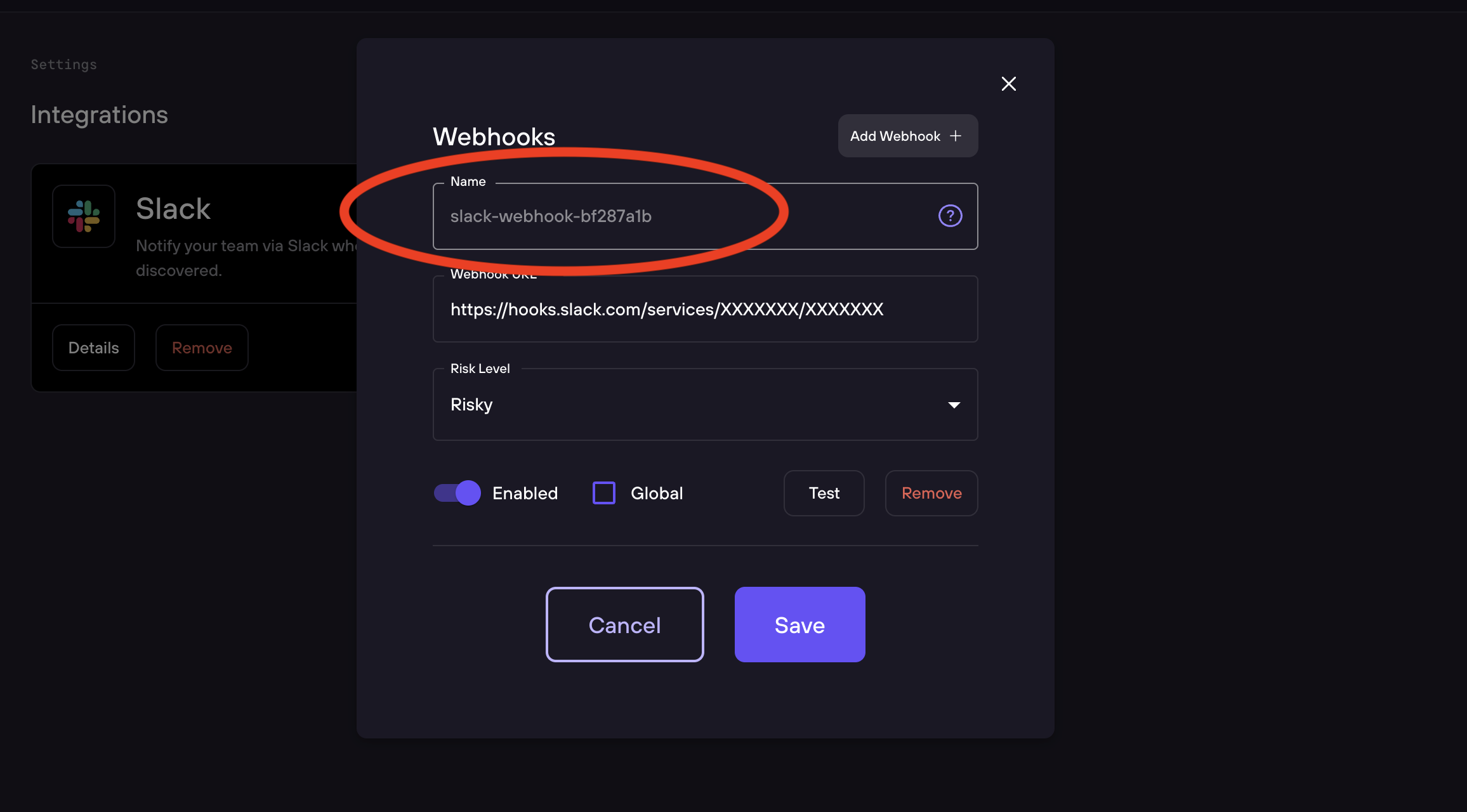 Test notification button