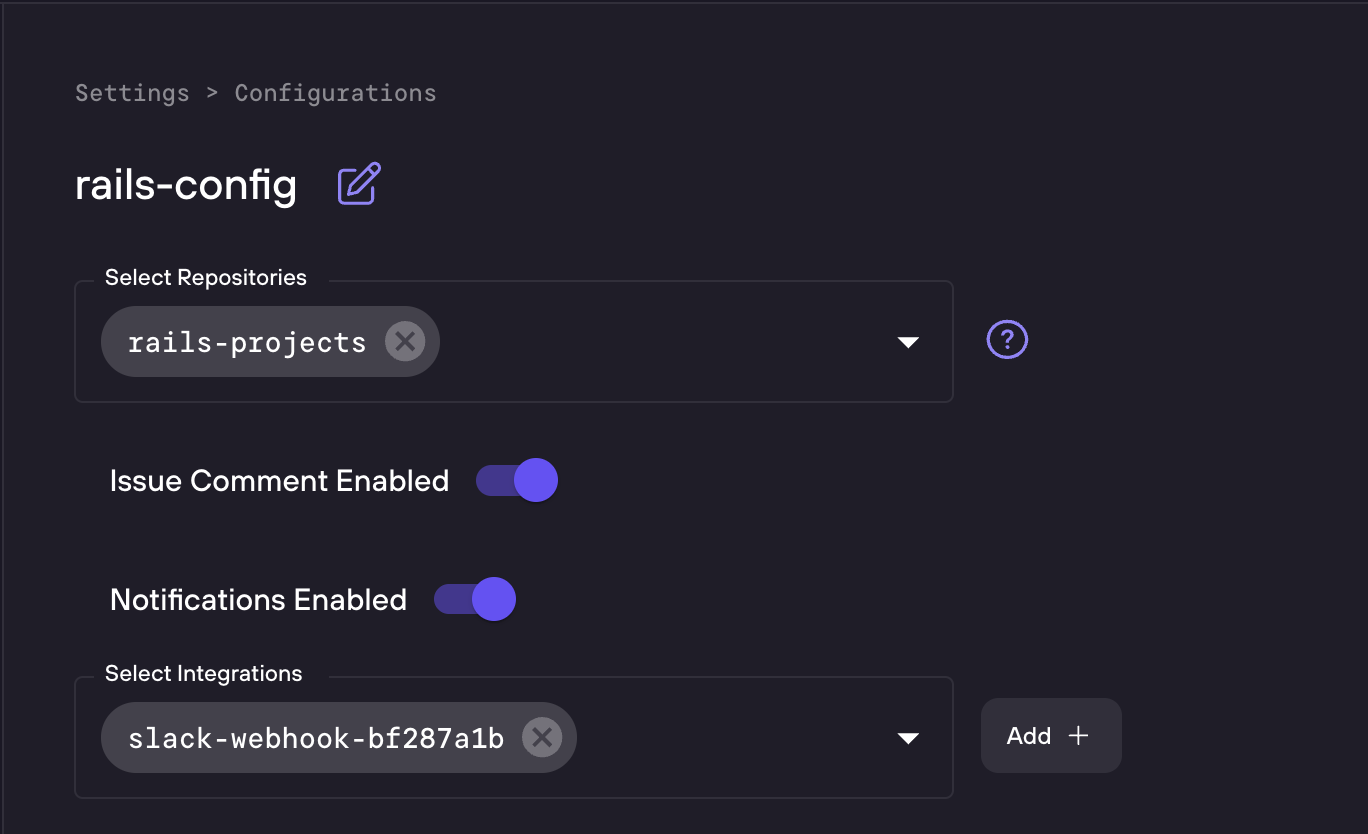 Slack notification message example