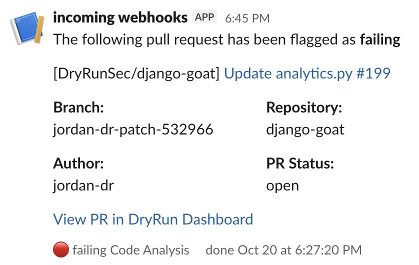 List of configured notifications
